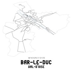 BAR-LE-DUC Val-d'Oise. Minimalistic street map with black and white lines.