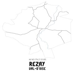 REZAY Val-d'Oise. Minimalistic street map with black and white lines.