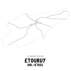 ETOURVY Val-d'Oise. Minimalistic street map with black and white lines.