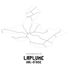 LAPLUME Val-d'Oise. Minimalistic street map with black and white lines.