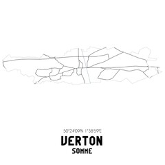 VERTON Somme. Minimalistic street map with black and white lines.