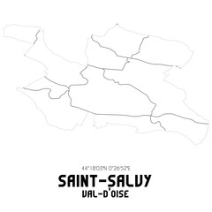 SAINT-SALVY Val-d'Oise. Minimalistic street map with black and white lines.