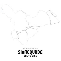 SIMACOURBE Val-d'Oise. Minimalistic street map with black and white lines.