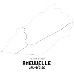 AMEUVELLE Val-d'Oise. Minimalistic street map with black and white lines.