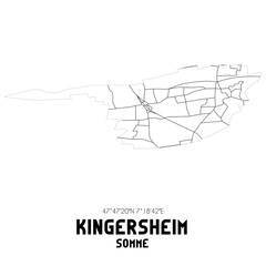 KINGERSHEIM Somme. Minimalistic street map with black and white lines.