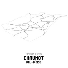 CHAUMOT Val-d'Oise. Minimalistic street map with black and white lines.