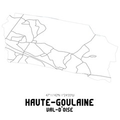 HAUTE-GOULAINE Val-d'Oise. Minimalistic street map with black and white lines.