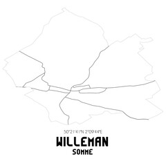 WILLEMAN Somme. Minimalistic street map with black and white lines.