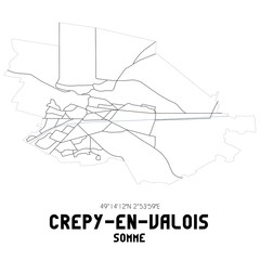 CREPY-EN-VALOIS Somme. Minimalistic street map with black and white lines.