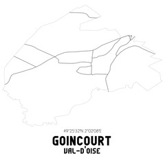 GOINCOURT Val-d'Oise. Minimalistic street map with black and white lines.