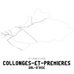 COLLONGES-ET-PREMIERES Val-d'Oise. Minimalistic street map with black and white lines.