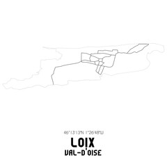 LOIX Val-d'Oise. Minimalistic street map with black and white lines.