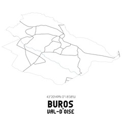 BUROS Val-d'Oise. Minimalistic street map with black and white lines.