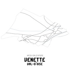 VENETTE Val-d'Oise. Minimalistic street map with black and white lines.