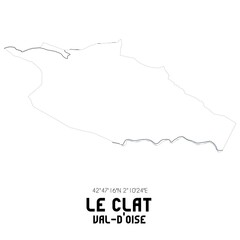 LE CLAT Val-d'Oise. Minimalistic street map with black and white lines.