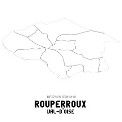 ROUPERROUX Val-d'Oise. Minimalistic street map with black and white lines.