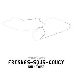 FRESNES-SOUS-COUCY Val-d'Oise. Minimalistic street map with black and white lines.