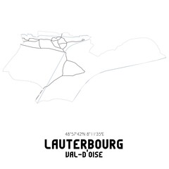 LAUTERBOURG Val-d'Oise. Minimalistic street map with black and white lines.