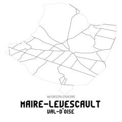 MAIRE-LEVESCAULT Val-d'Oise. Minimalistic street map with black and white lines.