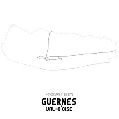 GUERNES Val-d'Oise. Minimalistic street map with black and white lines.