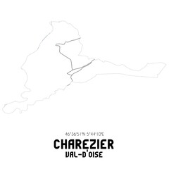 CHAREZIER Val-d'Oise. Minimalistic street map with black and white lines.