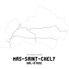 Obraz premium MAS-SAINT-CHELY Val-d'Oise. Minimalistic street map with black and white lines.