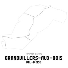 GRANDVILLERS-AUX-BOIS Val-d'Oise. Minimalistic street map with black and white lines.
