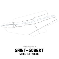 SAINT-GOBERT Seine-et-Marne. Minimalistic street map with black and white lines.