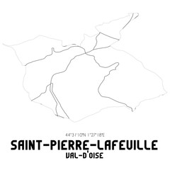 SAINT-PIERRE-LAFEUILLE Val-d'Oise. Minimalistic street map with black and white lines.