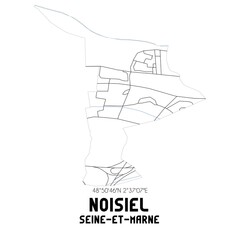 NOISIEL Seine-et-Marne. Minimalistic street map with black and white lines.