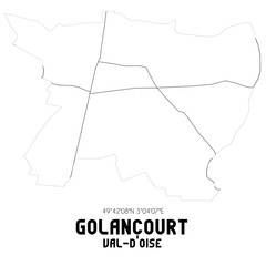 GOLANCOURT Val-d'Oise. Minimalistic street map with black and white lines.