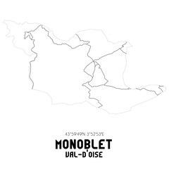 Obraz premium MONOBLET Val-d'Oise. Minimalistic street map with black and white lines.