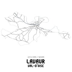 LAVAUR Val-d'Oise. Minimalistic street map with black and white lines.
