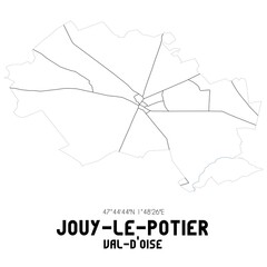 JOUY-LE-POTIER Val-d'Oise. Minimalistic street map with black and white lines.