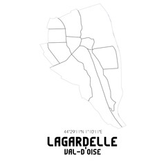 LAGARDELLE Val-d'Oise. Minimalistic street map with black and white lines.