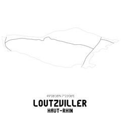 LOUTZVILLER Haut-Rhin. Minimalistic street map with black and white lines.