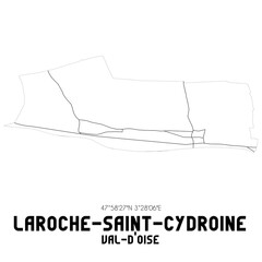 LAROCHE-SAINT-CYDROINE Val-d'Oise. Minimalistic street map with black and white lines.