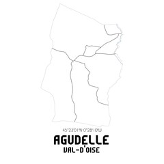 AGUDELLE Val-d'Oise. Minimalistic street map with black and white lines.