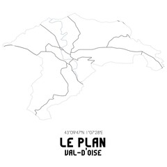 Fototapeta premium LE PLAN Val-d'Oise. Minimalistic street map with black and white lines.