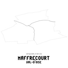 MAFFRECOURT Val-d'Oise. Minimalistic street map with black and white lines.