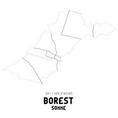 BOREST Somme. Minimalistic street map with black and white lines.