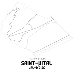 SAINT-VITAL Val-d'Oise. Minimalistic street map with black and white lines.