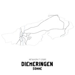 DIEMERINGEN Somme. Minimalistic street map with black and white lines.