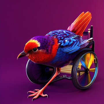 Multicoloured animal in a wheelchair 