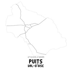 PUITS Val-d'Oise. Minimalistic street map with black and white lines.