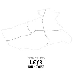 LEYR Val-d'Oise. Minimalistic street map with black and white lines.