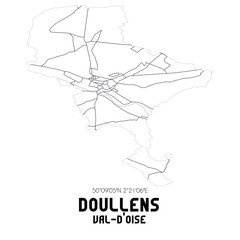 Fototapeta premium DOULLENS Val-d'Oise. Minimalistic street map with black and white lines.