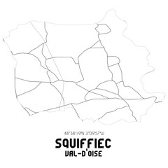 SQUIFFIEC Val-d'Oise. Minimalistic street map with black and white lines.