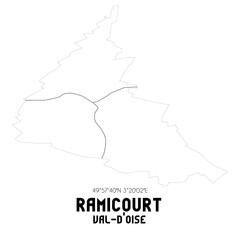 RAMICOURT Val-d'Oise. Minimalistic street map with black and white lines.