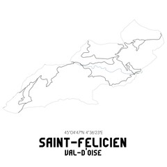 SAINT-FELICIEN Val-d'Oise. Minimalistic street map with black and white lines.